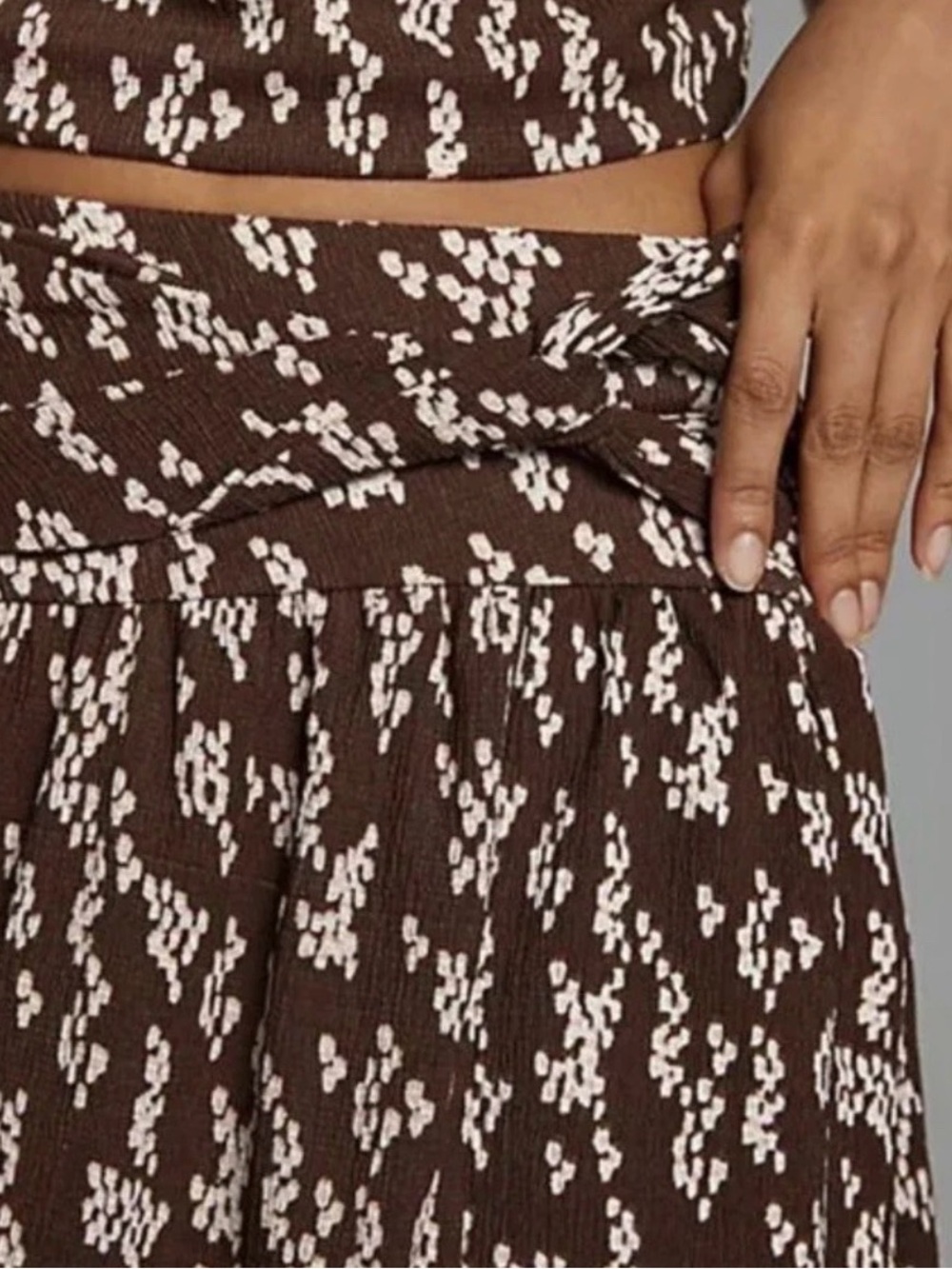Anthropologie Brown and Cream Midi Skirt - Picture 2 of 8